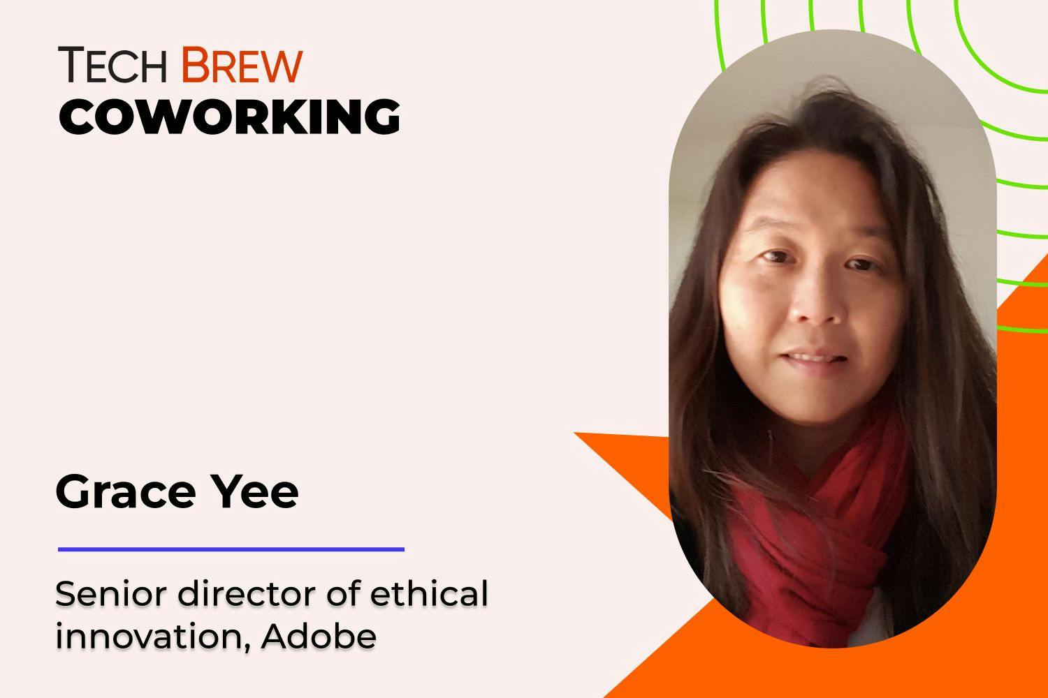 Graphic featuring a headshot of Adobe's Grace Yee